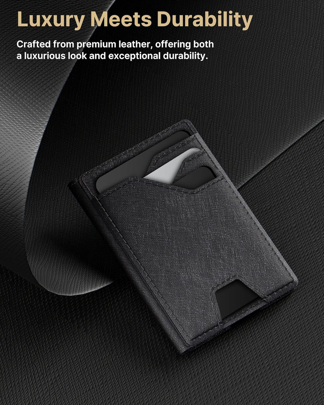 Cartera de cuero typecase para hombres con tarjetero, Negro, Minima...