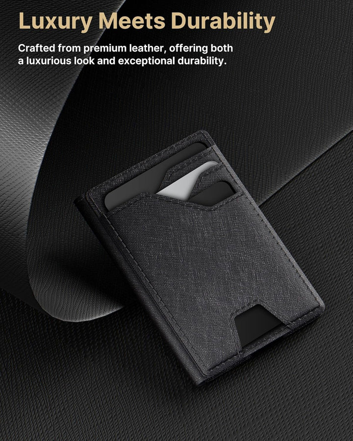 Cartera de cuero typecase para hombres con tarjetero, Negro, Minima...