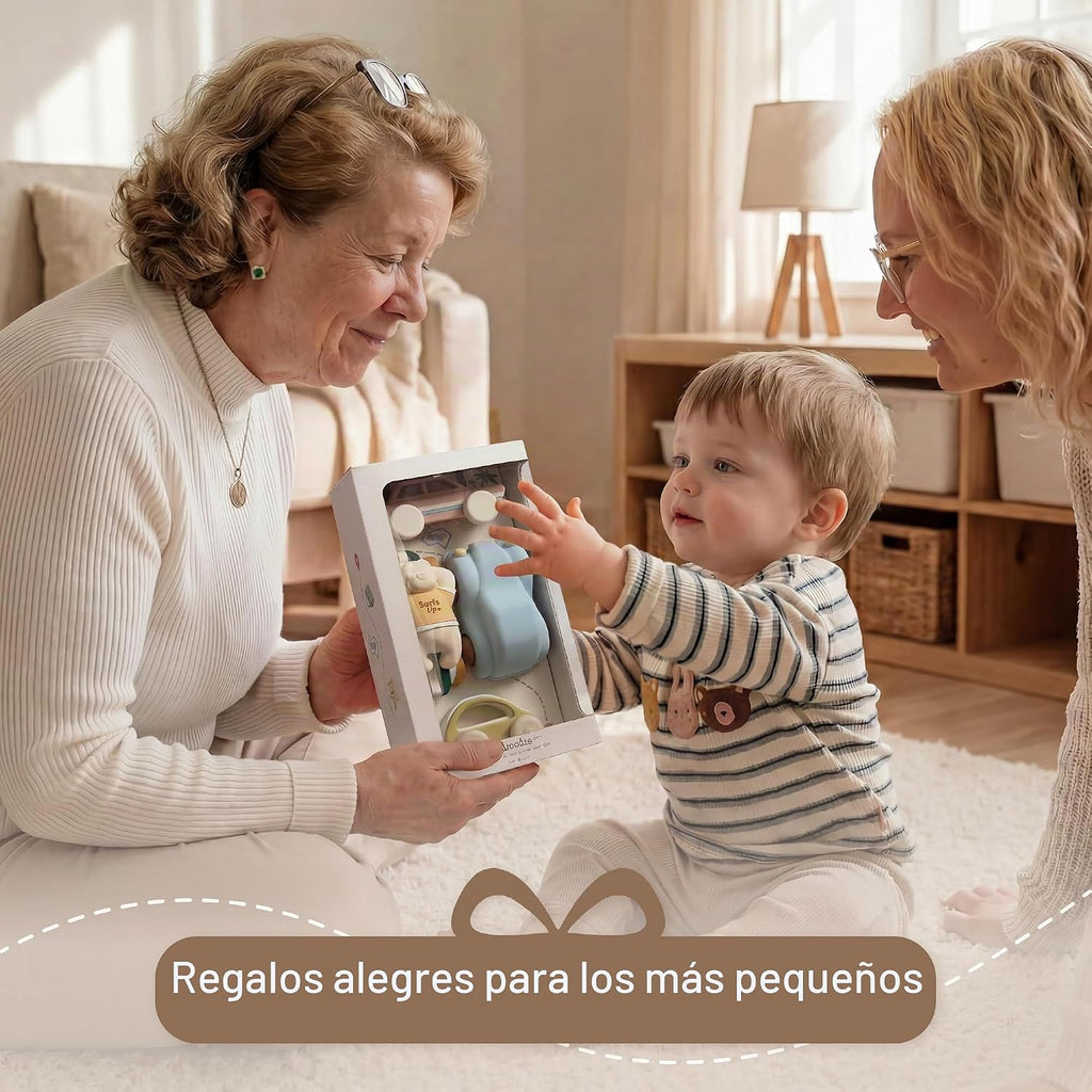 Moonkie Coches de juguete de silicona para bebés, paquete de 5 juguetes de