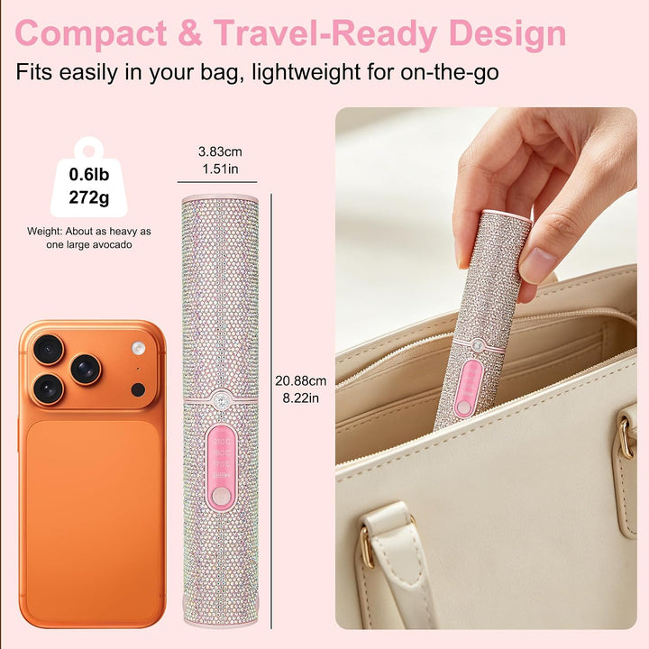 HUAJUN 2-in-1 Cordless Mini Travel Hair Straightener Curler Flat Ir...