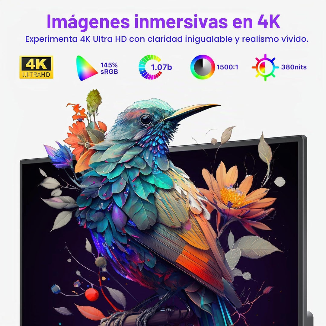 VisionOwl Monitor portátil de 15.6 pulgadas 4K UHD 145% sRGB segund...