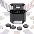 Barajador automático de cartas y distribuidor 2 en 1, máquina de distribución giratoria de 360° de 2 barajas para 12 jugadores, 4 controles remotos de dibujo, máquina barajadora de cartas recargable para póker, fase 10 (negro)