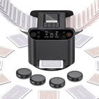 Barajador automático de cartas y distribuidor 2 en 1, máquina de distribución giratoria de 360° de 2 barajas para 12 jugadores, 4 controles remotos de dibujo, máquina barajadora de cartas recargable para póker, fase 10 (negro)