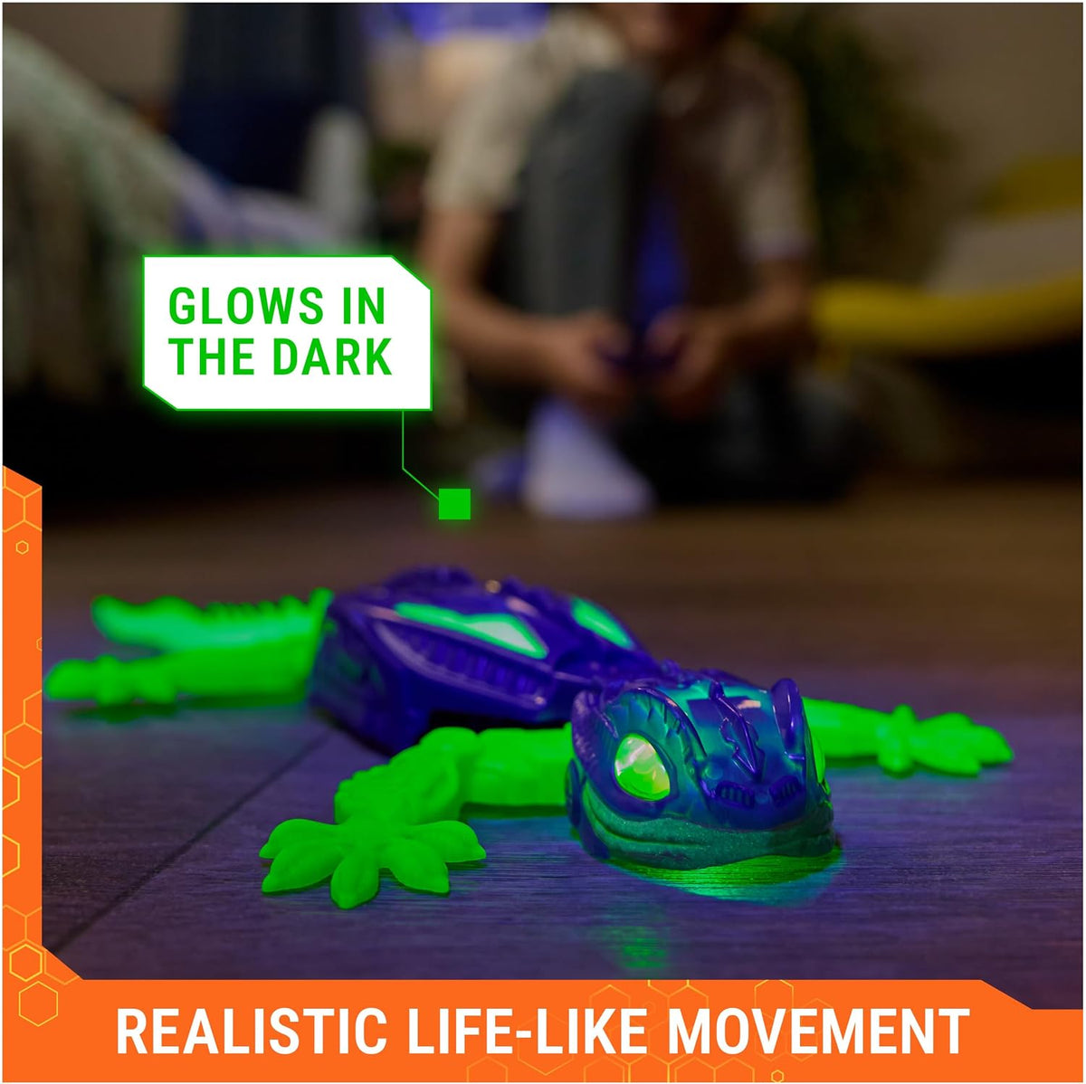 HEX BOTS Juguete de control remoto Gecko que brilla en la oscuridad