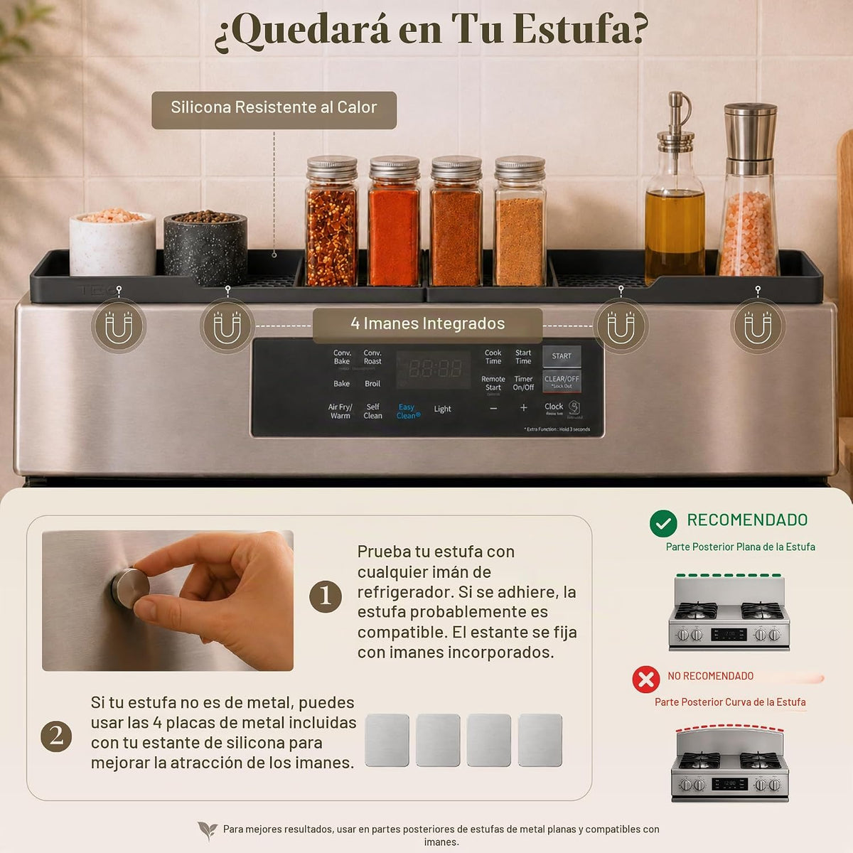 TEO Estante superior magnético de silicona para estufa, estante para