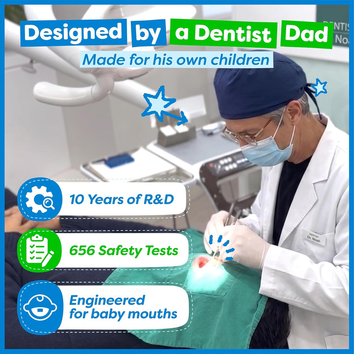 Dr. Noah - Cepillo de dientes de bambú sin microplásticos para niño...