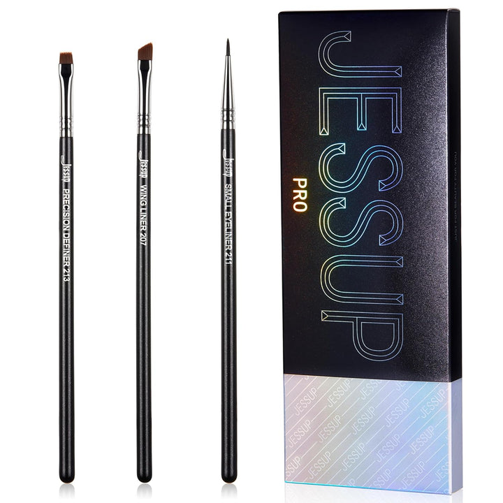 Jessup Set de brochas delineador, 3 piezas, brochas de precisión pr...