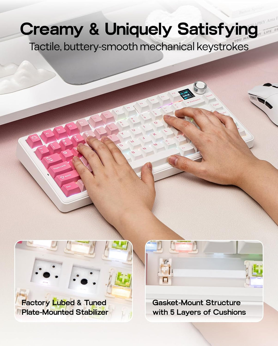 EPOMAKER X Aula F75 MAX Teclado mecánico inalámbrico con pantalla T...