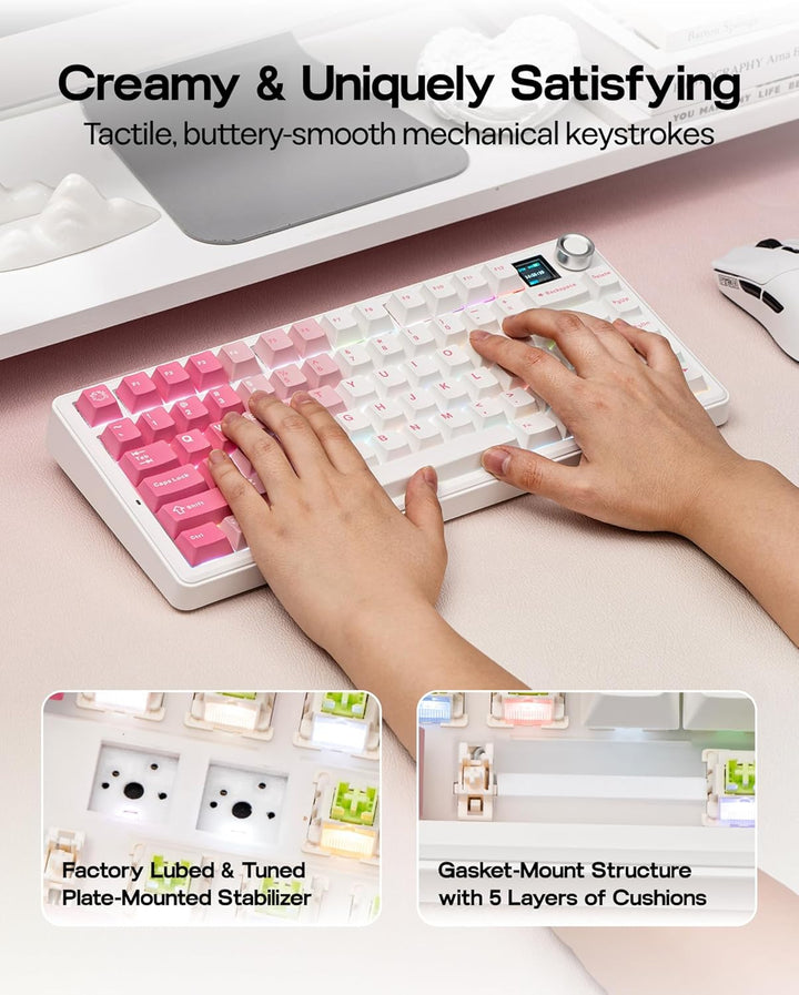 EPOMAKER X Aula F75 MAX Teclado mecánico inalámbrico con pantalla T...