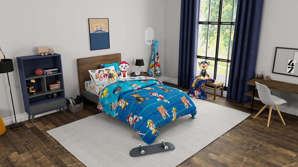 Paw Patrol Ropa de Cama para Niños Edredón y Juego de Sábanas Súper Suave con Funda, 5 Piezas Tamaño Twin, (100% Producto Oficialmente Licenciado de Nickelodeon) Por Franco