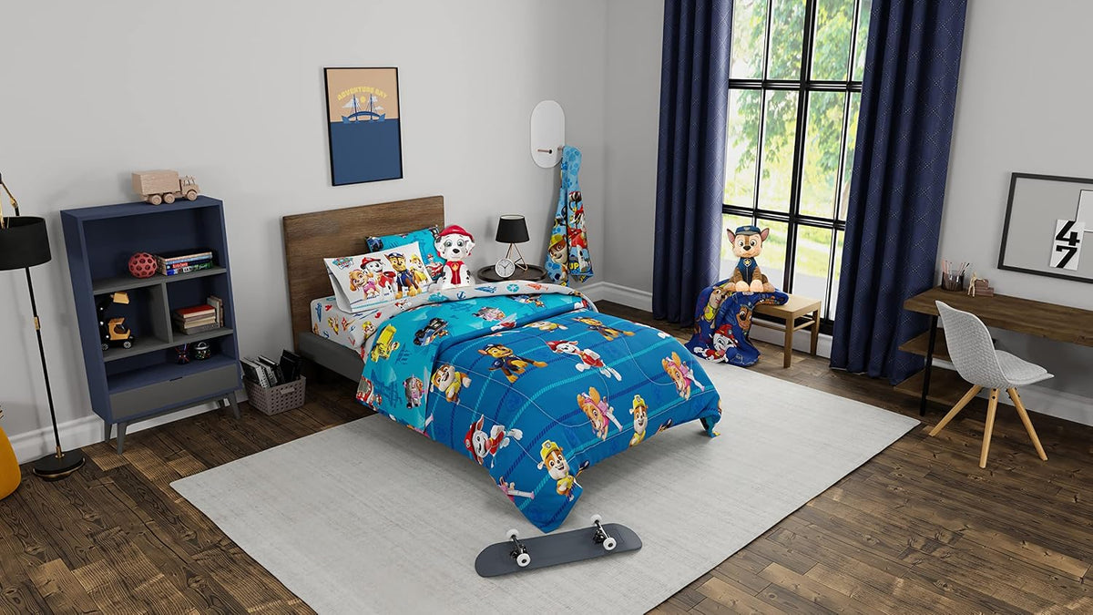 Paw Patrol Ropa de Cama para Niños Edredón y Juego de Sábanas Súper Suave con Funda, 5 Piezas Tamaño Twin, (100% Producto Oficialmente Licenciado de Nickelodeon) Por Franco