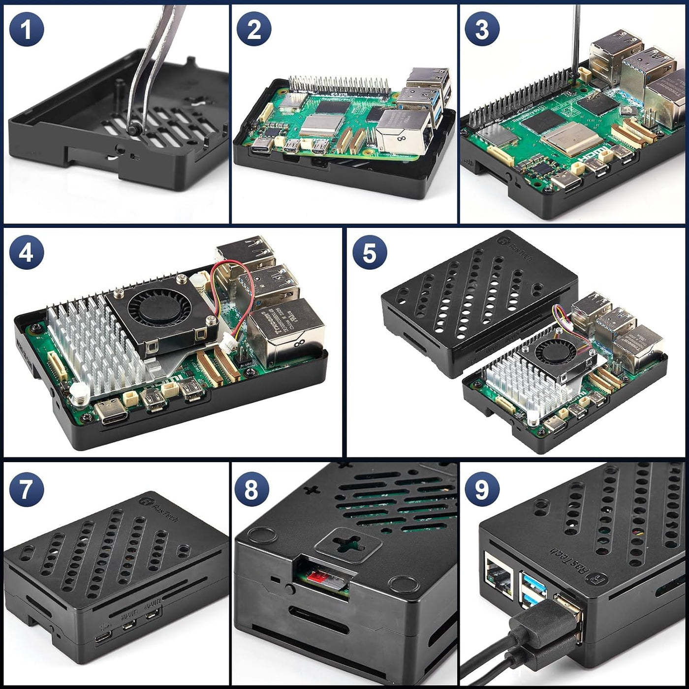 RasTech Raspberry Pi 5 8GB Kit 64GB Edition con enfriador activo, f...