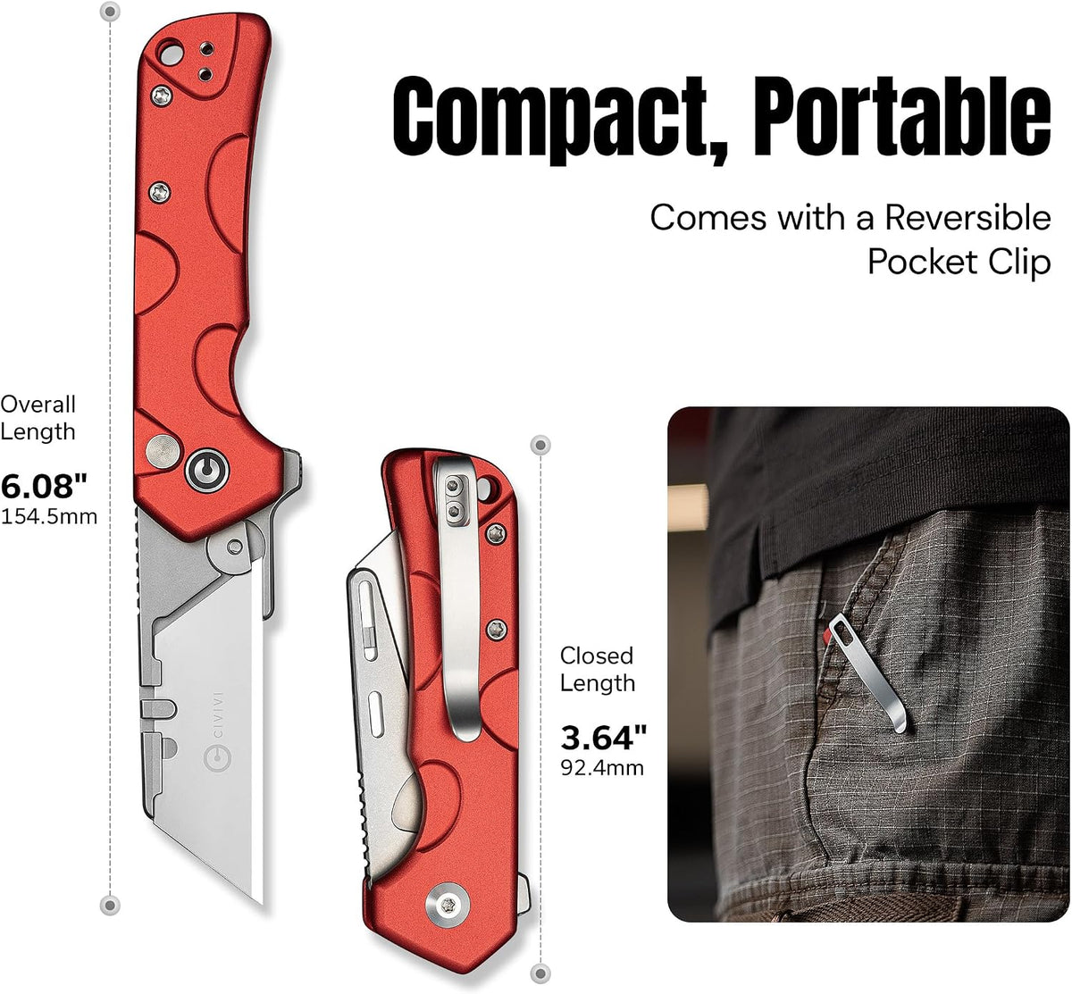 CIVIVI Cortador plegable de la caja del cuchillo de utilidad, cuchilla