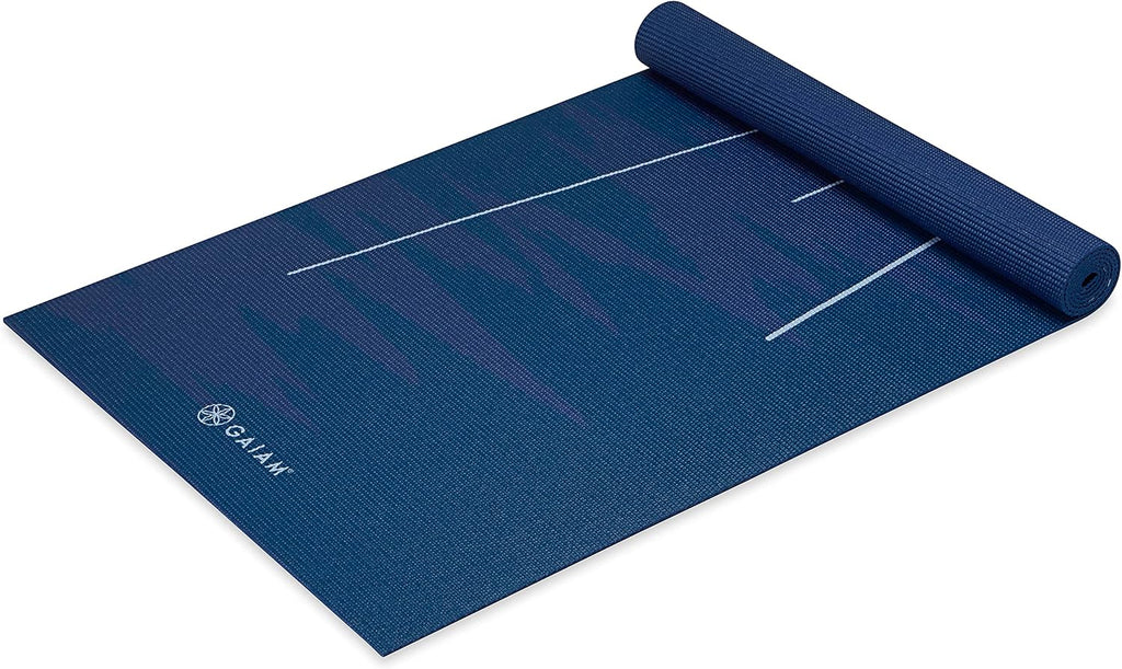 Gaiam - Tapete de yoga con estampado, antideslizante para ejercicio y fitness para todo tipo de yoga, pilates y ejercicios en el suelo