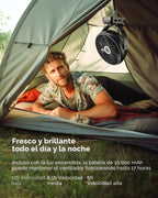 Koonie Ventilador portátil con clip de 10000 mAh con linterna LED y...
