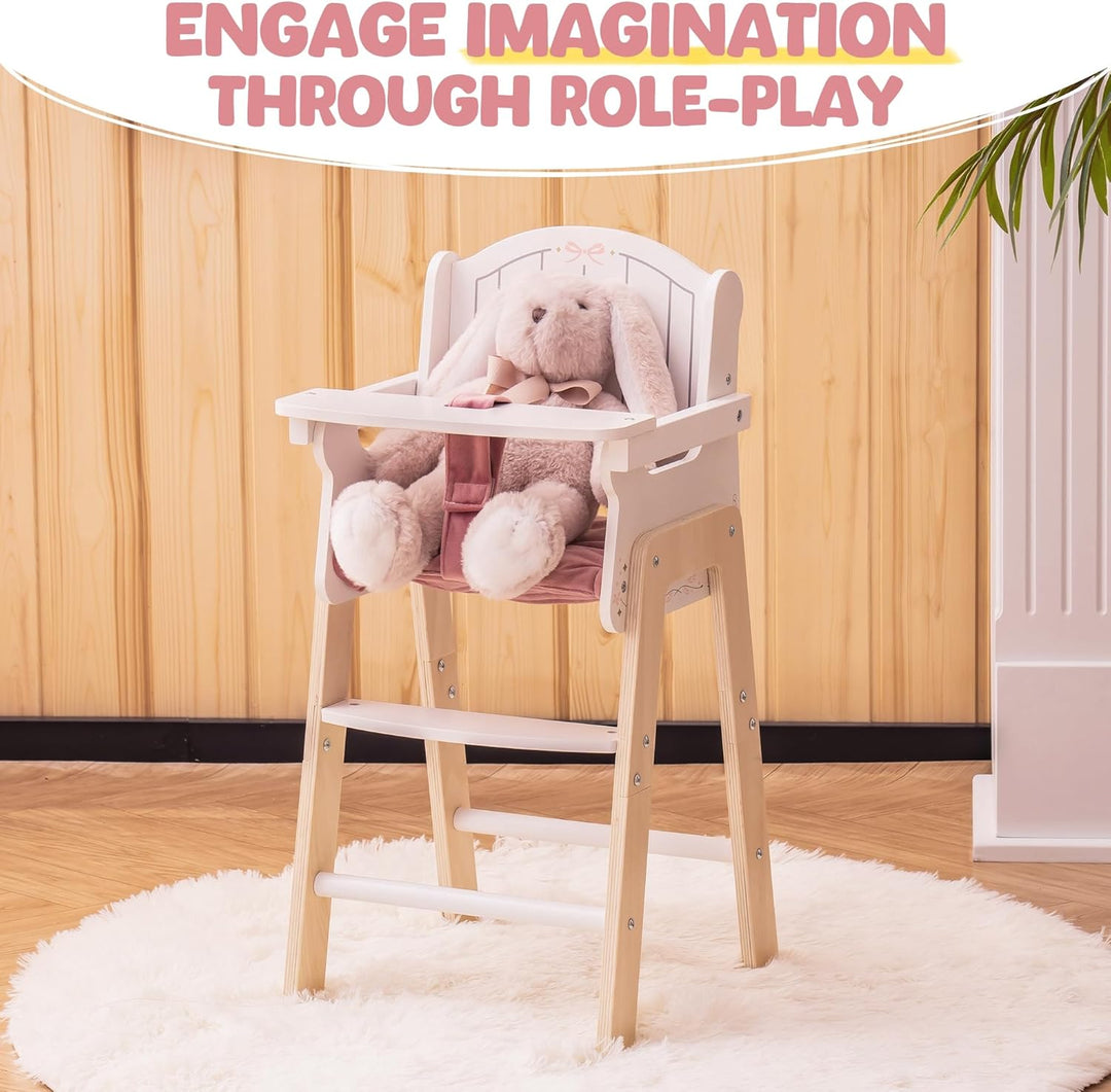 ROBOTIME Silla alta de madera para muñeca de bebé, silla de muñeca...