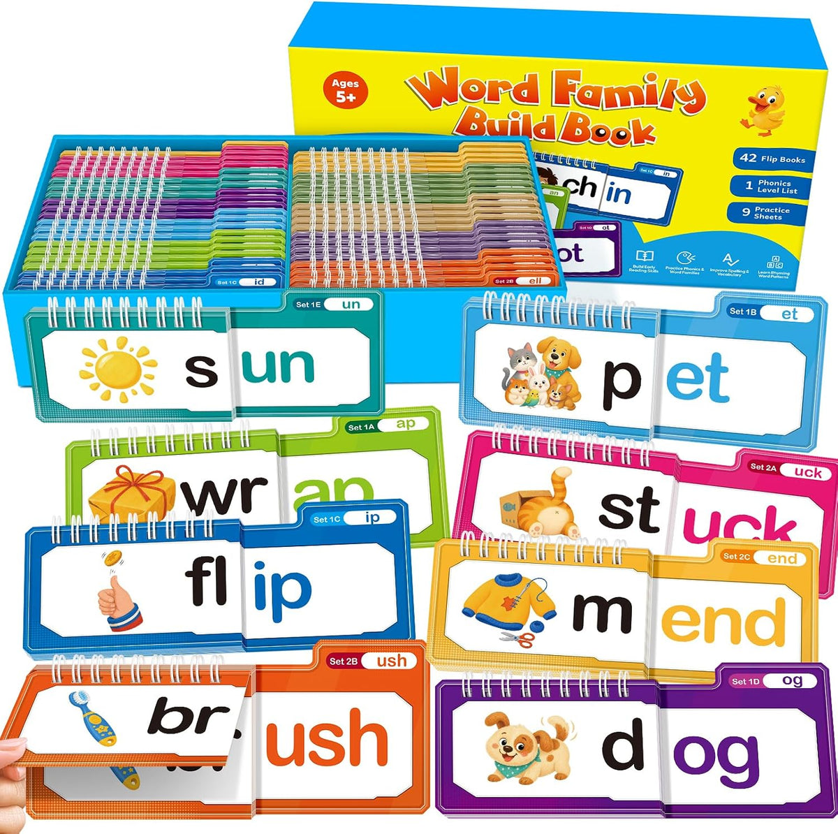 Tarjetas Flash Phonics,Libros de construcción familiar de 42