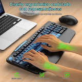 Combo de teclado y mouse inalámbricos, teclado ergonómico con 6 tec...
