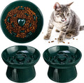 Tioncy - Cuenco elevado de cerámica para gatos (2 unidades), color verde