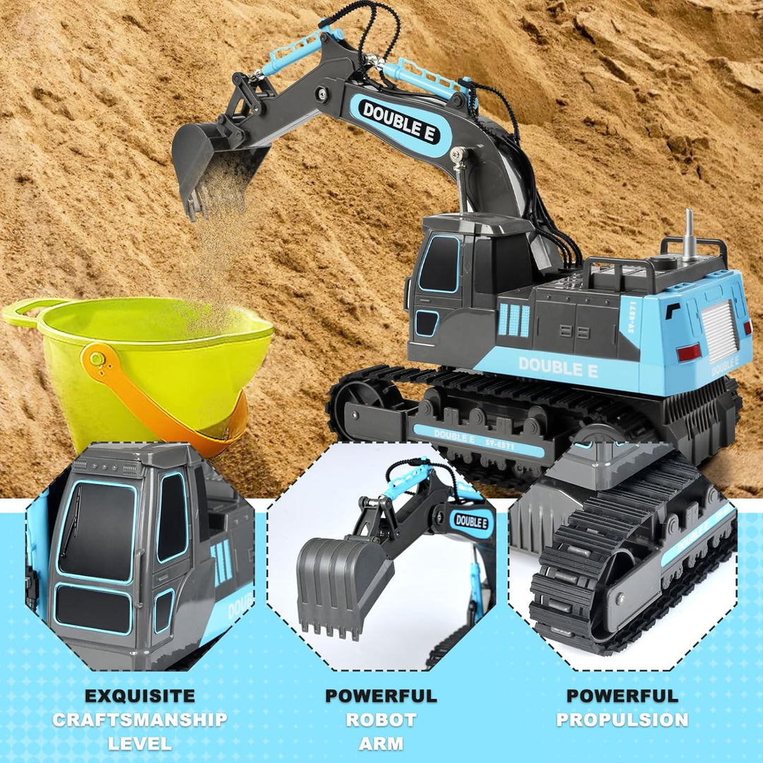 DOUBLE E Excavadora de juguete a control remoto, excavadora a contr...