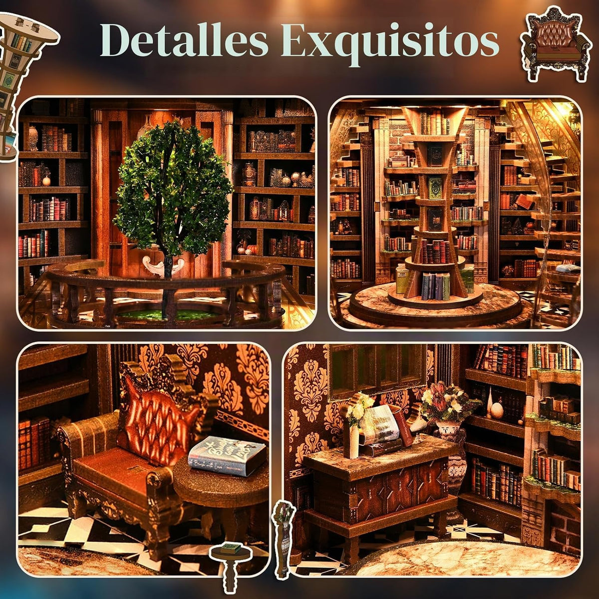 Kaayeewood Kit de rincón de libros, rompecabezas de madera 3D para adultos