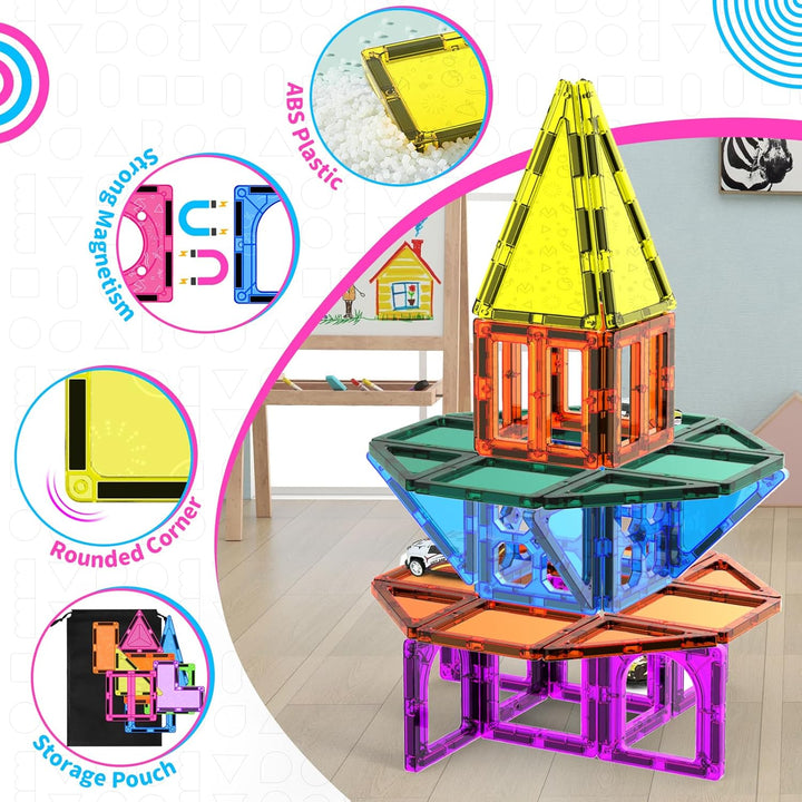Ronqs 250 PCS Azulejos Magnéticos Educativos 3D STEM para Niños Blo...