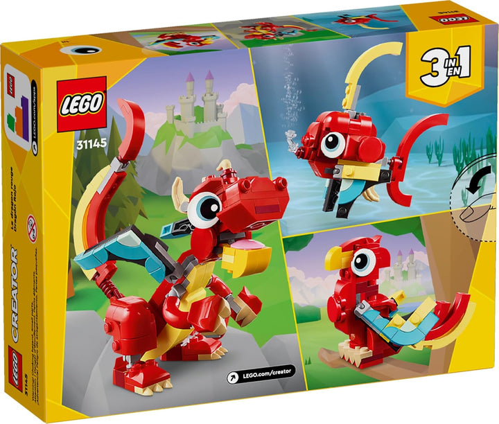 LEGO Creator 31145 - Juguete de dragón rojo 3 en 1 se