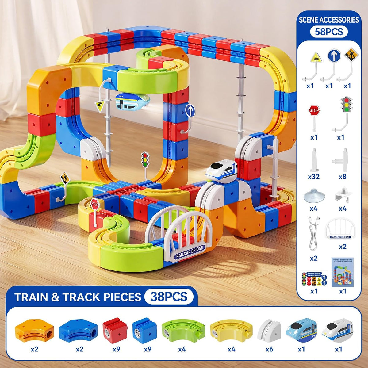 Dimoarch Juego de tren eléctrico para niños de 3, 4, 5, 6, 7, 8 años