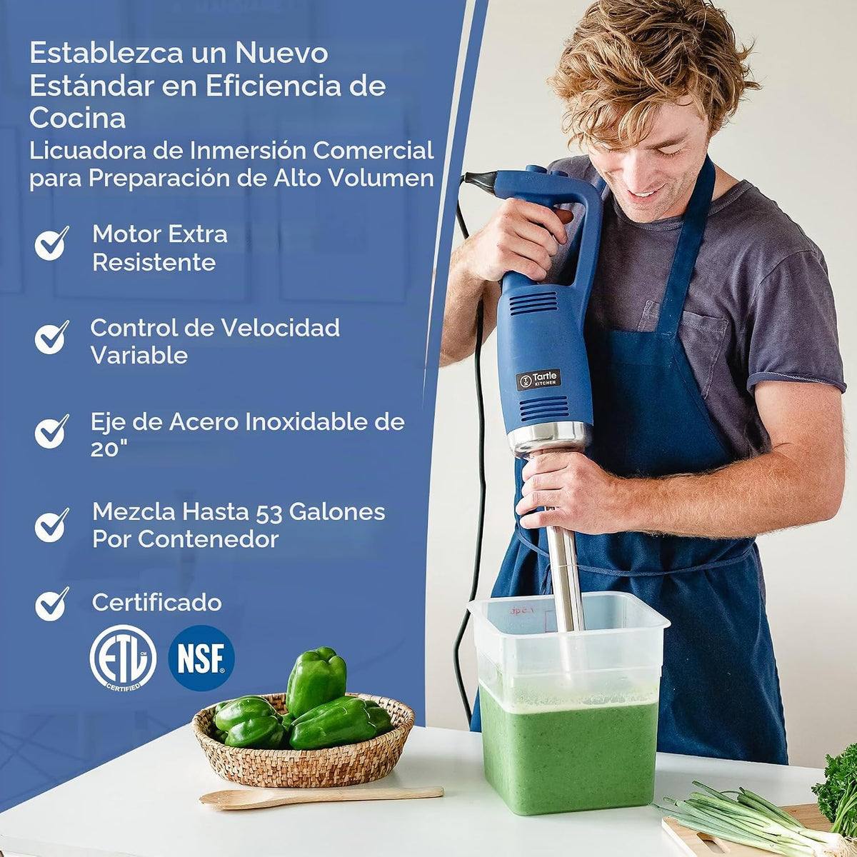 TK - Licuadora de inmersión comercial de 750 W, resistente para