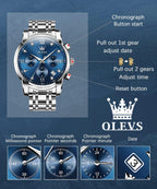 OLEVS Reloj para Hombres de Lujo de Vestir en Acero Inoxidable con Fecha Analógico y Resistente al Agua