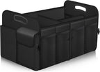 Organizador de maletero Femuar, organizador de almacenamiento con capacidad grande de 72L, impermeable, plegable y con 11 bolsillos, organizador de maletero para SUV/Jeep/Sedán, tamaño grande, negro