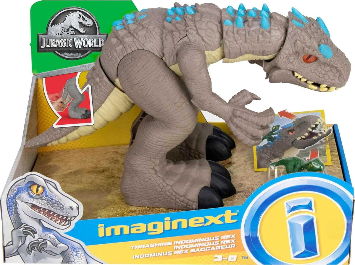 Fisher-Price Imaginext Jurassic World - Juego de figuras de dinosaurio Thrashing Indominus Rex para juegos de simulación, preescolar, niños a partir de 3 años