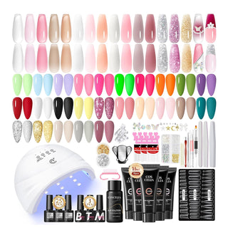 COSCELIA Kit de poligel de uñas con lámpara UV de 15 colores, gel d...
