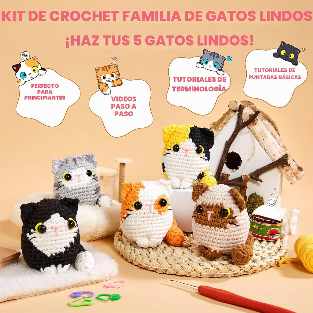 MAGIMUSE Kit de ganchillo para principiantes, kit de ganchillo para principiantes con tutoriales en video paso a paso, kits de animales de ganchillo DIY para manualidades, suministros de tejido