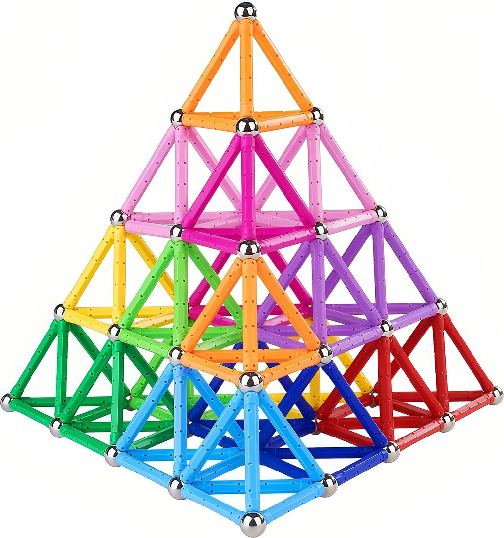 Juego de 204 piezas de palos de construcción magnéticos, juguetes educativos apilables de 2.3 pulgadas de longitud para niños y adultos, juguete de construcción STEM bolas no magnéticas 3D con bolsa de almacenamiento