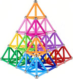 Juego de 204 piezas de palos de construcción magnéticos, juguetes educativos apilables de 2.3 pulgadas de longitud para niños y adultos, juguete de construcción STEM bolas no magnéticas 3D con bolsa de almacenamiento