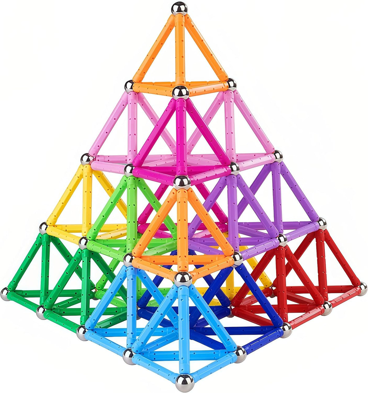 Juego de 204 piezas de palos de construcción magnéticos, juguetes educativos apilables de 2.3 pulgadas de longitud para niños y adultos, juguete de construcción STEM bolas no magnéticas 3D con bolsa de almacenamiento