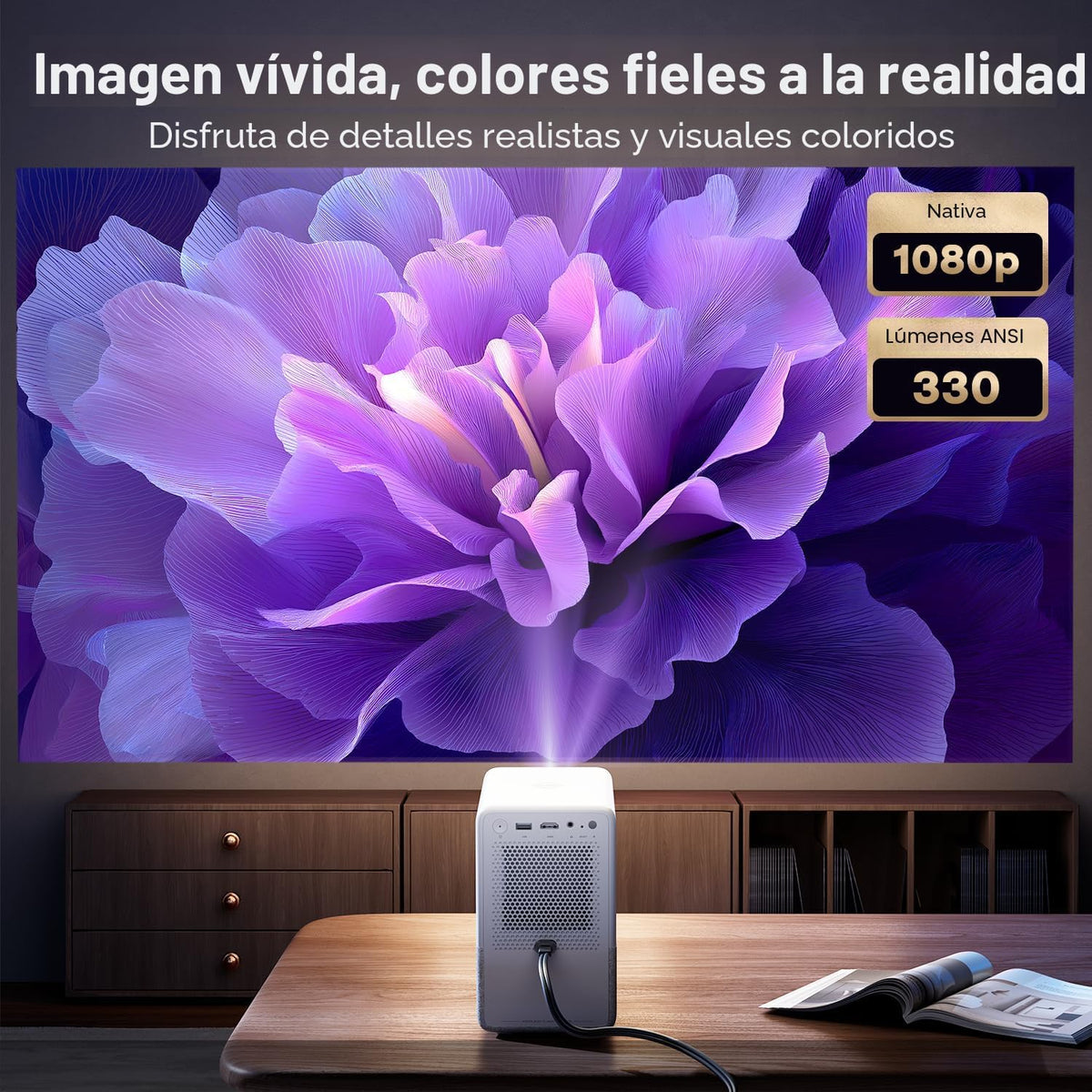 Aurzen Roku - Proyector inteligente para TV con Wifi y Bluetooth, D...