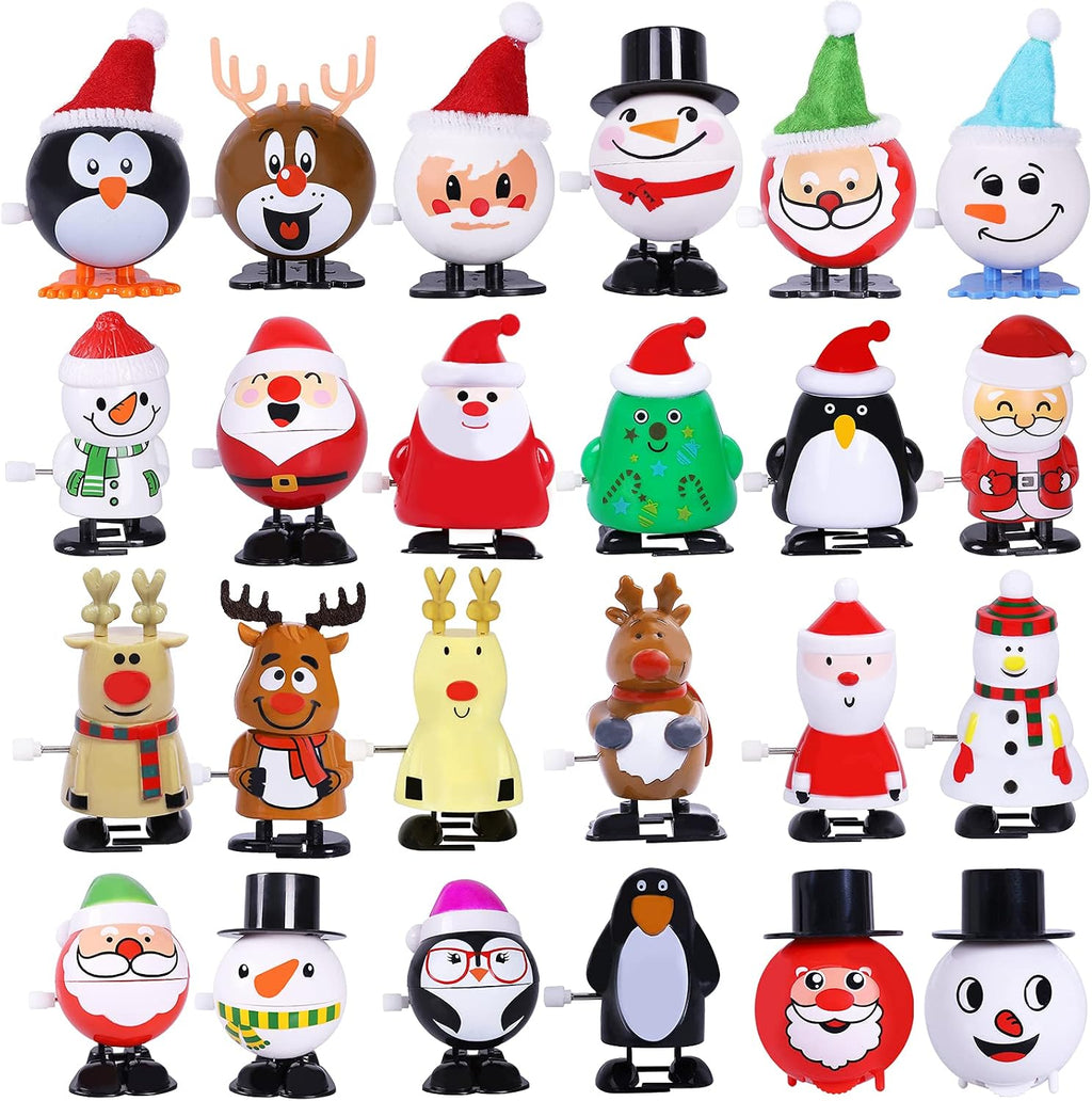 Paquete de 24 juguetes de Navidad con resorte para calcetines, relleno de calcetines para regalos de fiesta de Navidad, relleno de bolsas de regalo (Navidad)