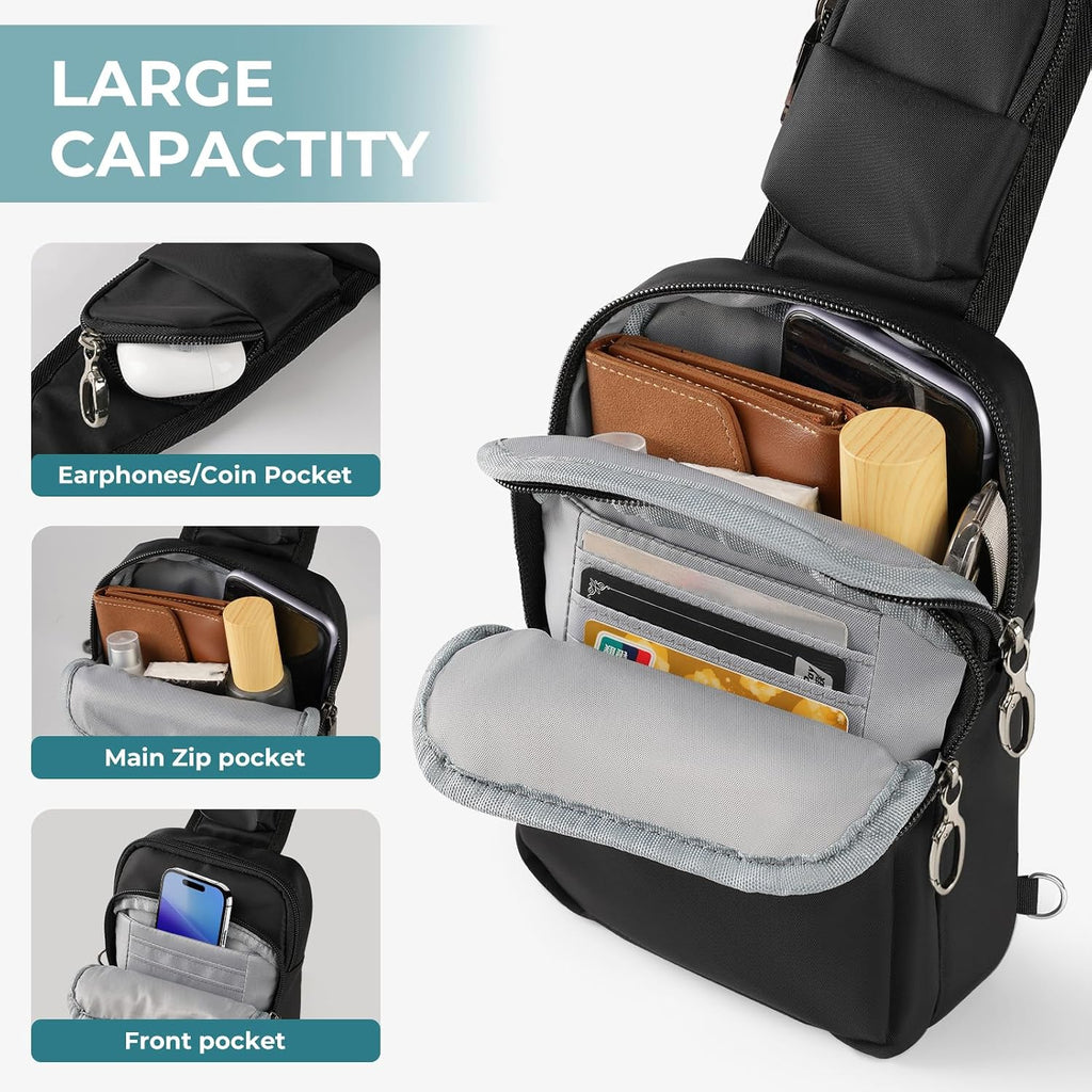 BROADREAM Bolso bandolera con cierre antirrobo, bloqueo RFID y resistente al agua para viajes, trabajo y deportes
