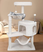 YUNIQUE Árbol para gatos de 39.4 pulgadas con condominio para gatos y hamaca grande, beige