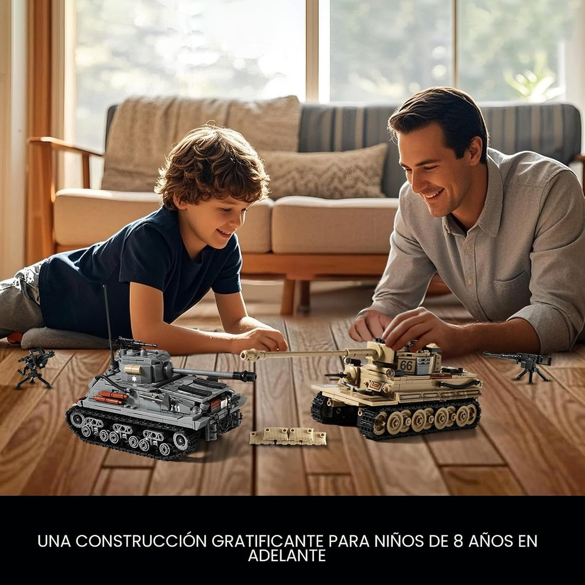 Kit de construcción de juguetes de tanque del ejército WW2, crea un tigre alemán y un modelo Sherman M4 estadounidense con 1184 bloques, gran regalo de juguete militar para niños, niños de 8 a