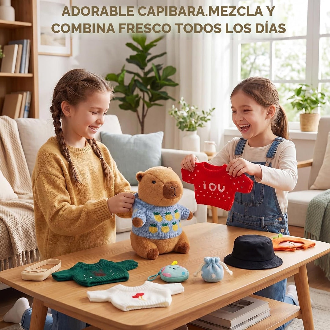 TITQWOP 10 piezas de juguete de capybara de peluche con 9 ropas y a...