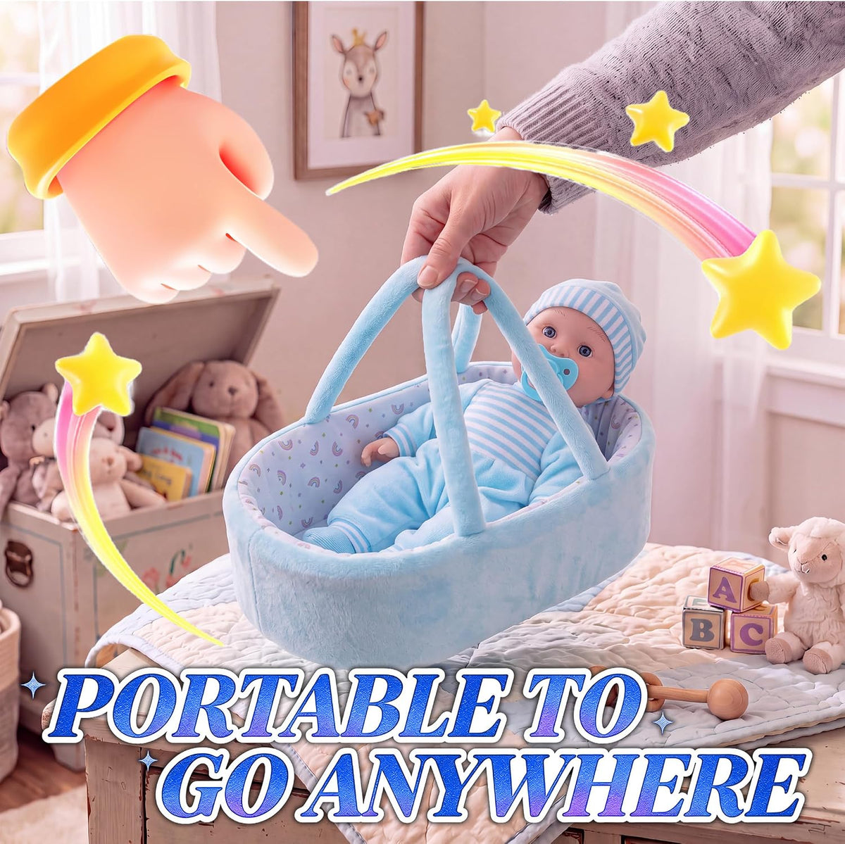 SMILESSKIDDO Juego de muñecas de bebé con moisés grueso ultra suave