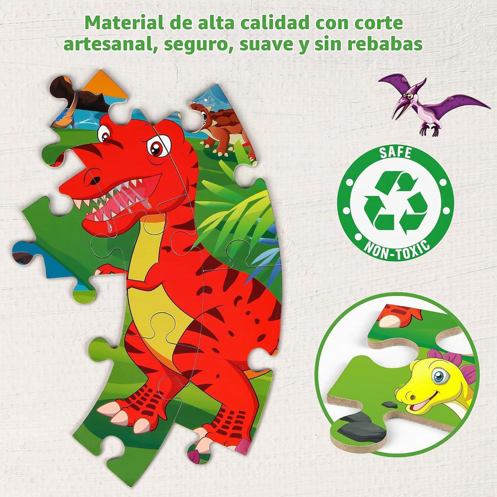 SYNARRY Rompecabezas de Piso para Niños de 4 a 6 años, Rompecabezas Grandes de 70 Piezas de Dinosaurios para Niños Pequenos de 2 a 4 años, Rompecabezas de Dinosaurios para Niños de 4 a 8 años