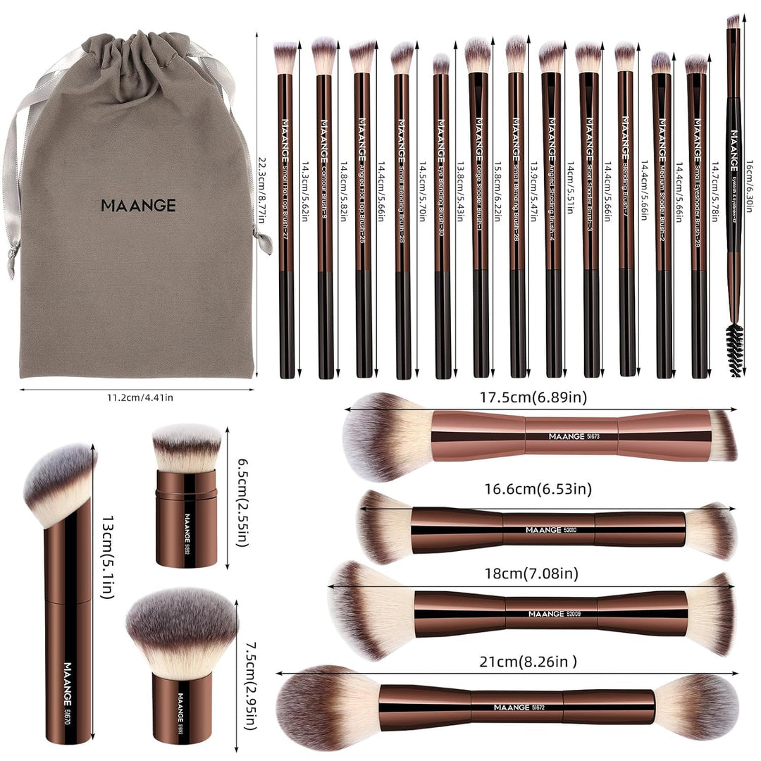 MAANGE Juego de 20 brochas de maquillaje de base, brocha de contorn...