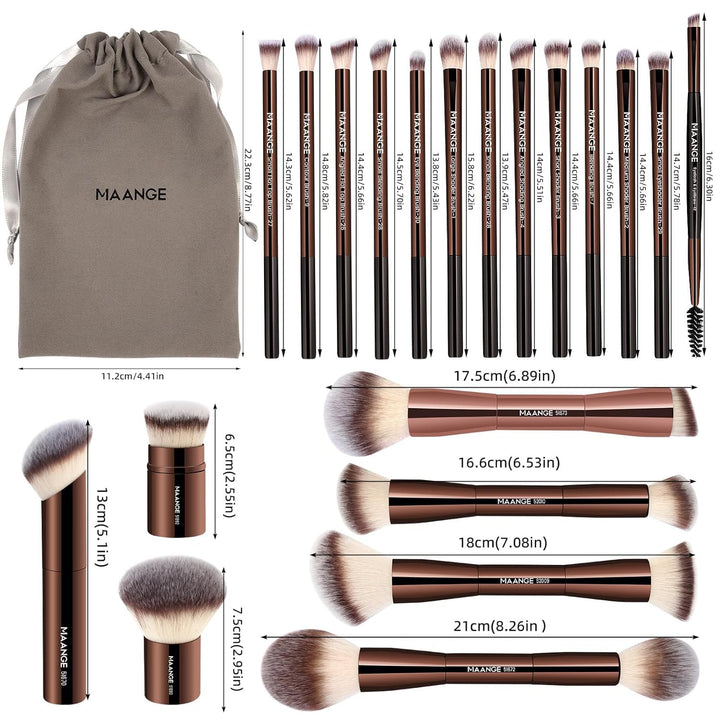 MAANGE Juego de 20 brochas de maquillaje de base, brocha de contorn...