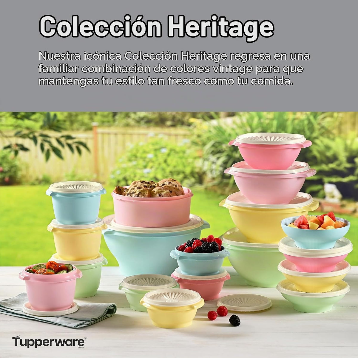 Tupperware Heritage - Juego de 36 piezas pastel vintage (18 recipientes + 18 tapas)
