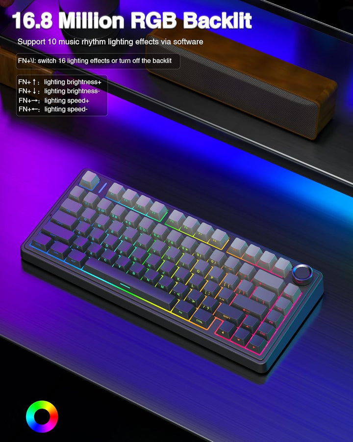 AULA Teclado mecánico inalámbrico F75 Pro, 75% teclado personalizad...
