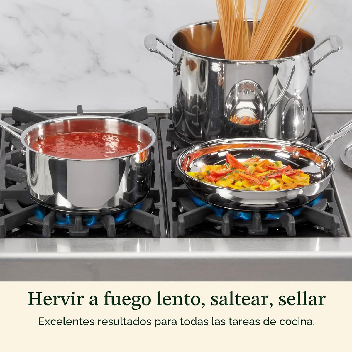 Cuisinart Chef's Classic 77-7P1 - Juego de ollas y sartenes de acero inoxidable, 7 piezas, 77-7P1